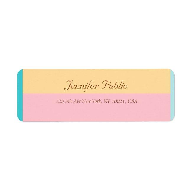 Pretty Hand Script Name Colorful Return Address Label