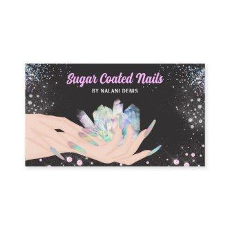 Pretty Holographic Crystal Glitter Nails Business