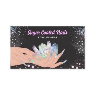 Pretty Holographic Crystal Glitter Nails