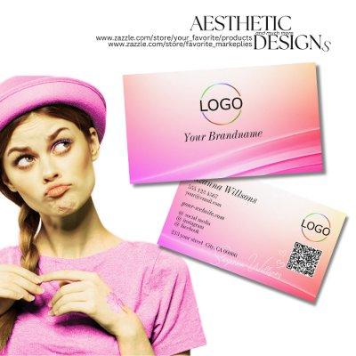 Pretty Pastel Colorful Curved Decor Logo QR Code