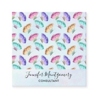 Pretty Pastel Colors Watercolor Butterfly Pattern Square