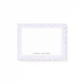 Pretty Pastel Leopard Print Pattern Purple Name Post-it Notes