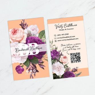 Pretty Peach Vintage Roses Floral Boutique QR Code