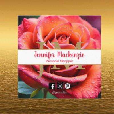 Pretty Pink and Peach Rose AI Generated  Square