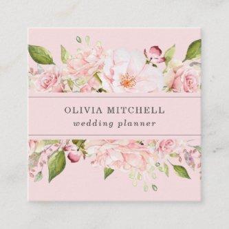 Pretty Pink Roses on Blush Pink | Floral Square