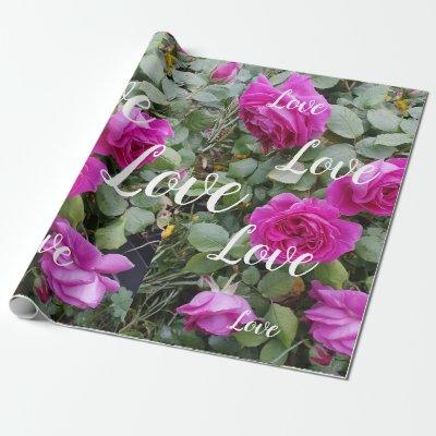 Pretty Pink Vintage Rose Flower Birthday Love Wrapping Paper