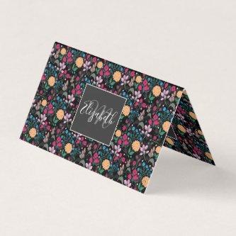 Pretty Pink & Yellow Small Floral Black Design
