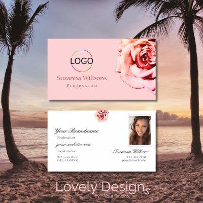 Pretty Rose on Plain Light Pink with Logo Photo