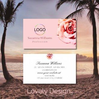 Pretty Rose on Plain Light Pink with Logo Simple