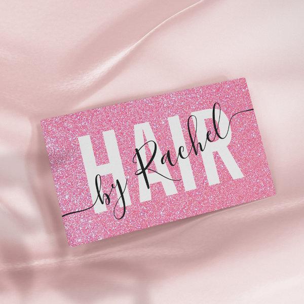 Pretty Sparkly Pink Glitter Typography Hairstylist