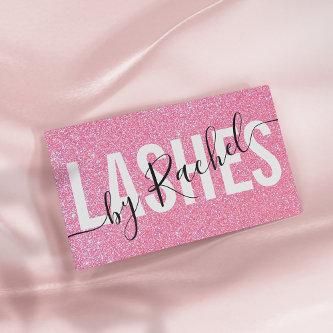 Pretty Sparkly Pink Glitter Typography Lashes