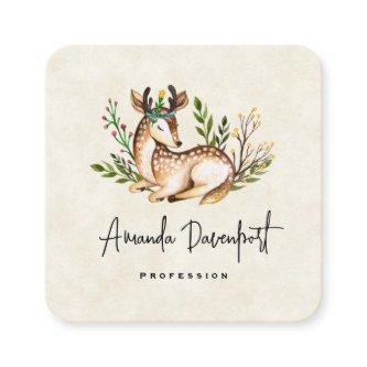 Pretty Watercolor Deer Laying Down Boho Square Square