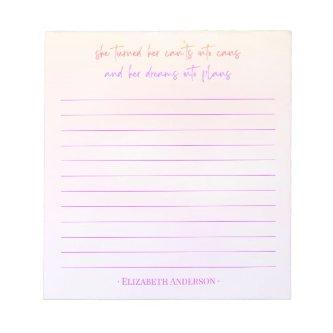 Pretty Watercolor Motivational Quote Name Notepad