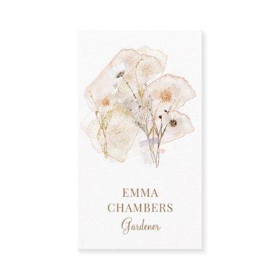 Pretty Watercolor Rustic Pressed Flowers Gardener