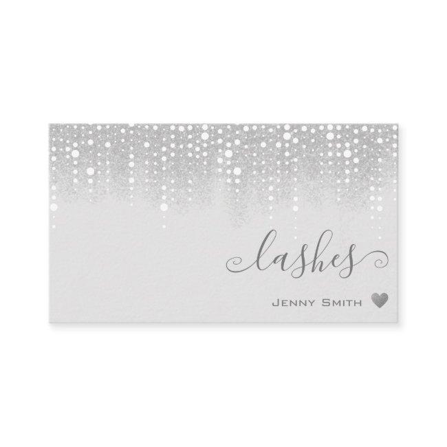 Pretty White Dripping Silver Glitter Rain Lashes