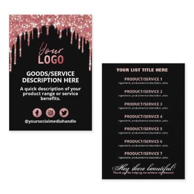 Price List Ingredients Rose Gold GlitterDrips