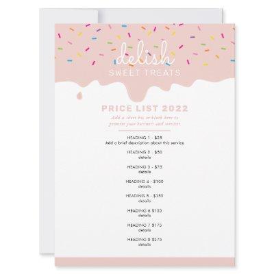 PRICE SERVICE LIST frosting drip sprinkles blush Invitation