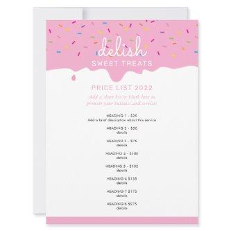 PRICE SERVICE LIST pink frosting drip sprinkles Invitation