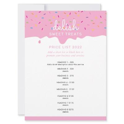 PRICE SERVICE LIST pink frosting drip sprinkles Invitation
