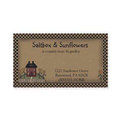 Prim Country Saltbox & Sunflowers