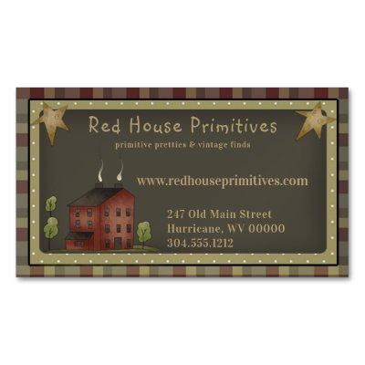 Primitive Country Red Saltbox House & Stars  Magnet