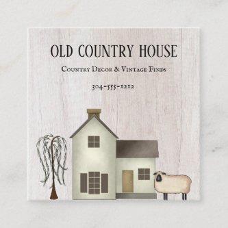 Primitive Country Rustic Old Country House Sheep  Square