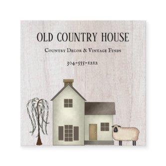 Primitive Country Rustic Old Country House Sheep  Square