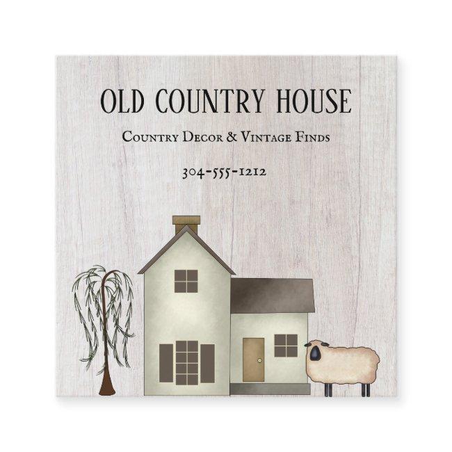 Primitive Country Rustic Old Country House Sheep Square