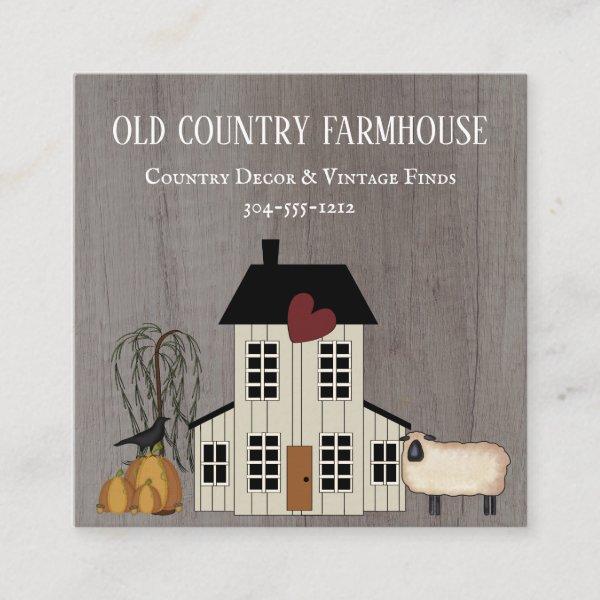 Primitive Country Rustic Old Farmhouse Fall Sheep  Square