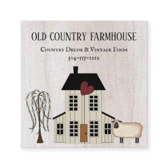 Primitive Country Rustic Old Farmhouse Sheep Square