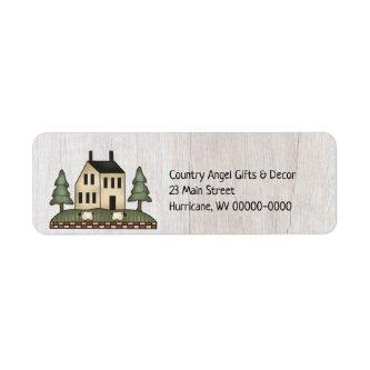 Primitive Country Saltbox House Return Address Label