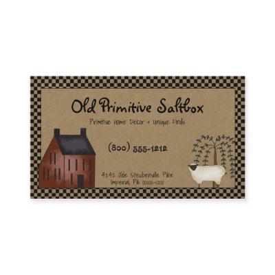 Primitive Red Saltbox House & Sheep Editable