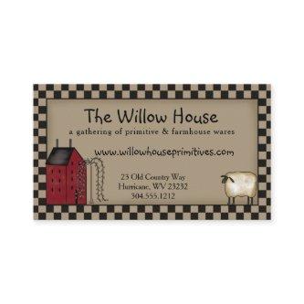 Primitive Saltbox House and Willow Tree Editable