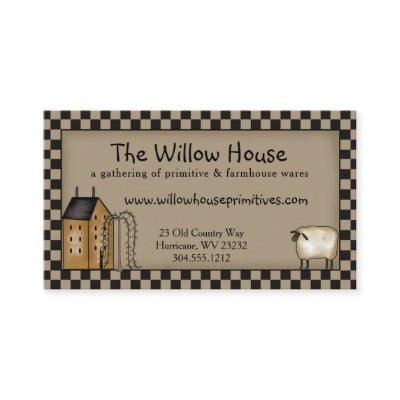 Primitive Saltbox House and Willow Tree Editable