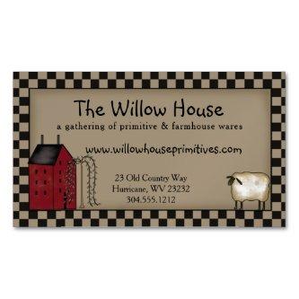 Primitive Saltbox House and Willow Tree Editable   Magnet