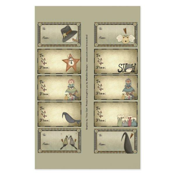 Primitive Things Gift Tags on a Sheet - D2