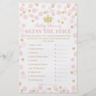 Princess Crown Baby Shower price Game pink & gold Flyer