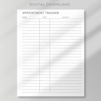 printable simple modern appointment tracker   poster