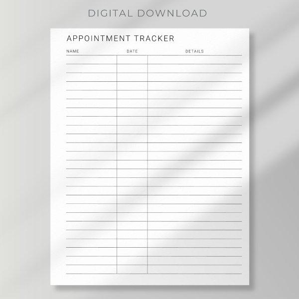 printable simple modern appointment tracker   poster