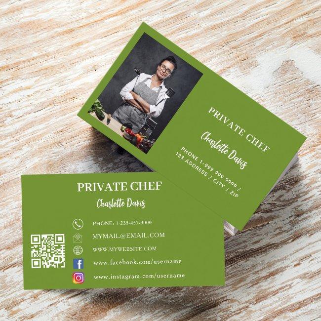 Private chef basil green photo catering QR code