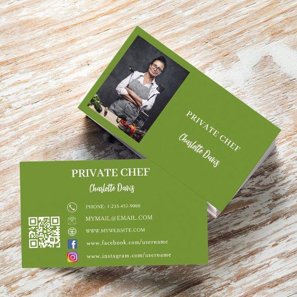 Private chef basil green photo catering QR code