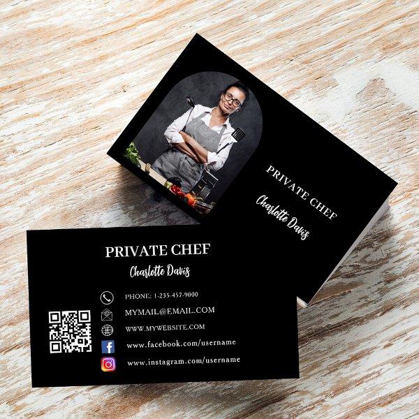 Private chef black white photo arch QR code