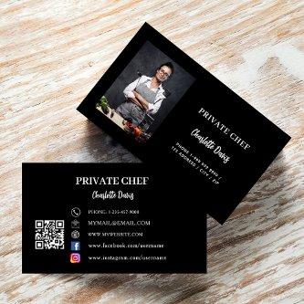 Private chef black white photo catering QR code