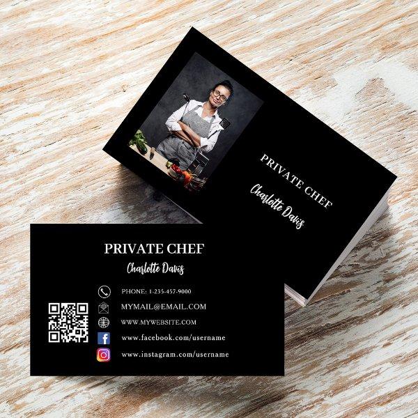 Private chef black white photo catering QR code