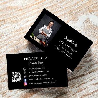 Private chef black white photo slogan QR code