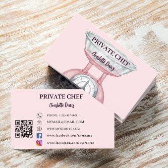 Private chef blush pink scale female QR code
