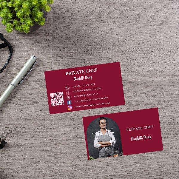 Private chef burgundy photo arch QR code