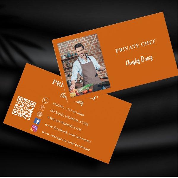 Private chef burnt orange photo catering QR code