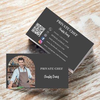 Private chef charcoal gray photo arch QR code