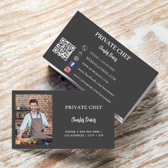 Private chef charcoal gray photo catering QR code